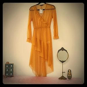 Bershka mesh dot print maxi dress